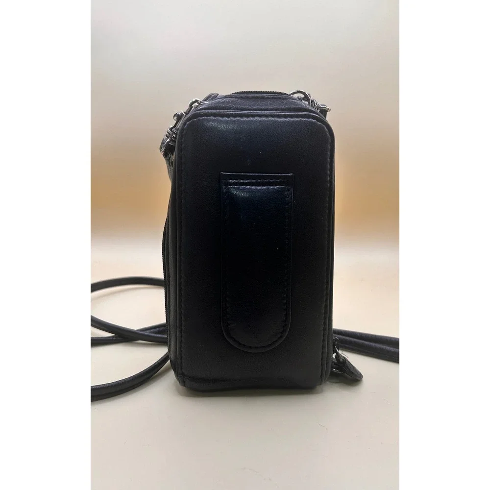 Brighton‎ Black Brown Croc Leather Crossbody Phone Bag Silver/Gold Heart - Picture 9 of 12